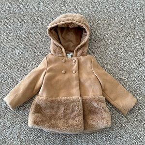 Faux fur pea coat jacket